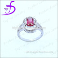 Rectangle cut ruby ring rose red ruby ring in 925 silver